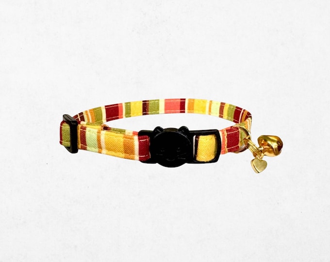 Fall Plaid Cat Collar with Breakaway Buckle & Bell