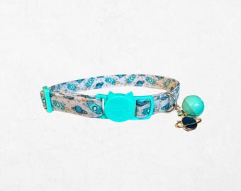 Space Cat Collar with Planet Charm, Breakaway Buckle
