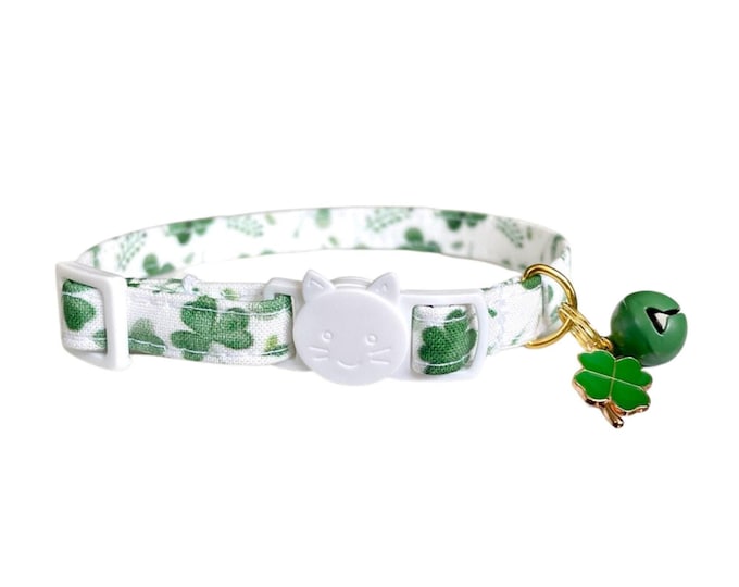 Clover Leaf Cat Collar, Breakaway Buckle, Lucky Pet Collar