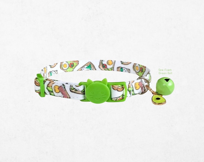 Avocado Toast Cat Collar, Breakaway Kitten Collar with Bell