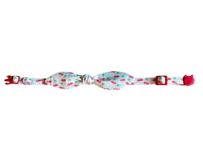 Cherry Cat Collar with Bow, Breakaway Kitten Collar