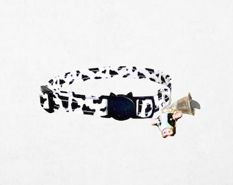 Collier pour chat avec imprimé vache - Options réglables pour chat échappé, chaton et petit chien, clochette et breloque