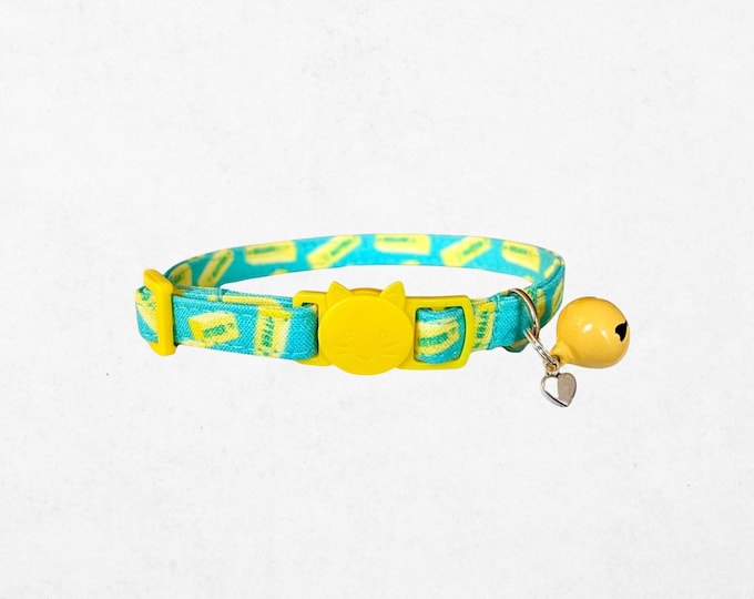 Butter Cat Collar Adjustable, Breakaway Buckle, Lightweight Fabric (7.5-12in Adjustable, D-Ring Included, Pet Safety)