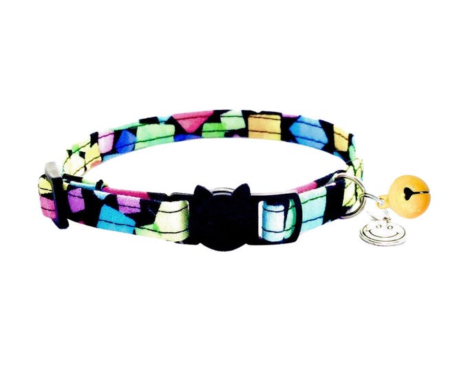 Retro 80s Cat Collar: Abstract Print, Breakaway Buckle