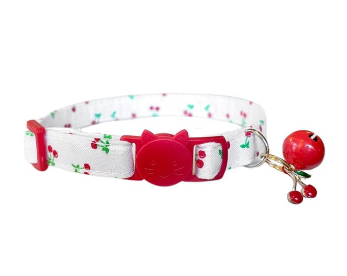 Cherry Cat Collar with Breakaway Buckle & Bell