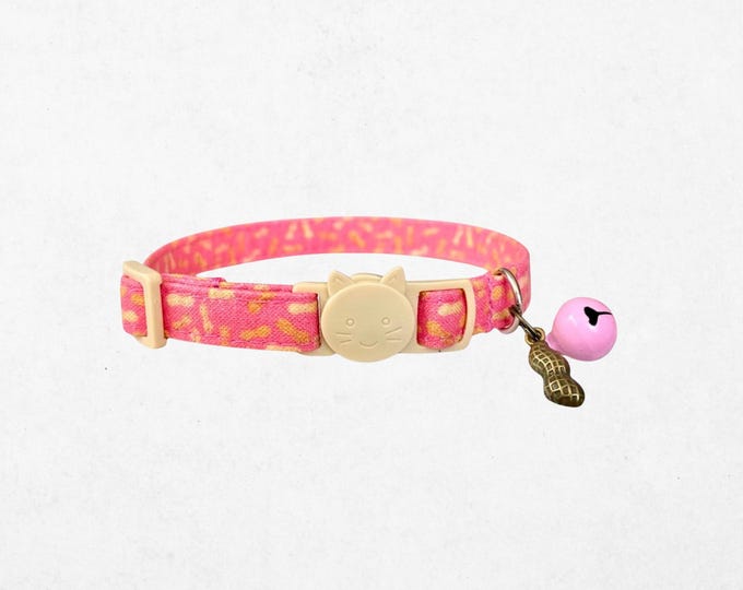 Pink Peanut Cat Collar with Breakaway Buckle & Bell