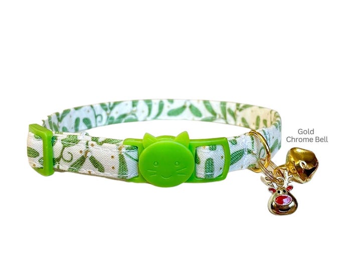 Handmade Leaf Safety Collar: Breakaway Buckle, Bells, Fits Cats and Tiny Dogs