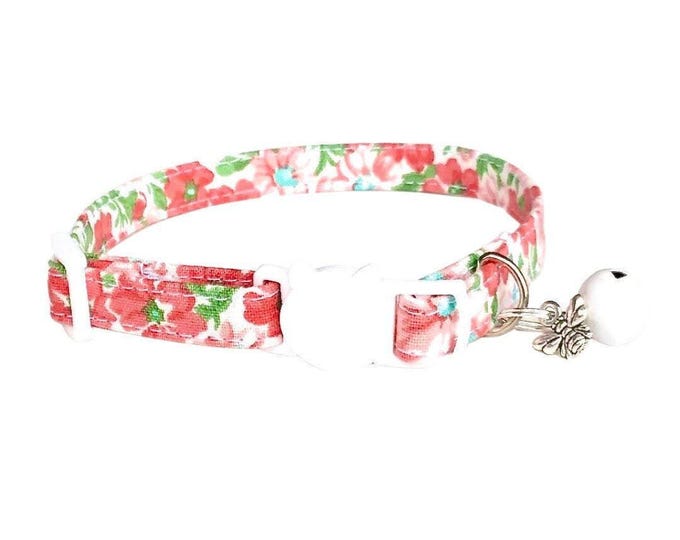 Pink Flower Breakaway Cat Collar, Kitten, Small Dog, with Bell