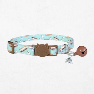 Camping Cat Collar S'mores - Bonfire Print with Bell and Charm, Customizable
