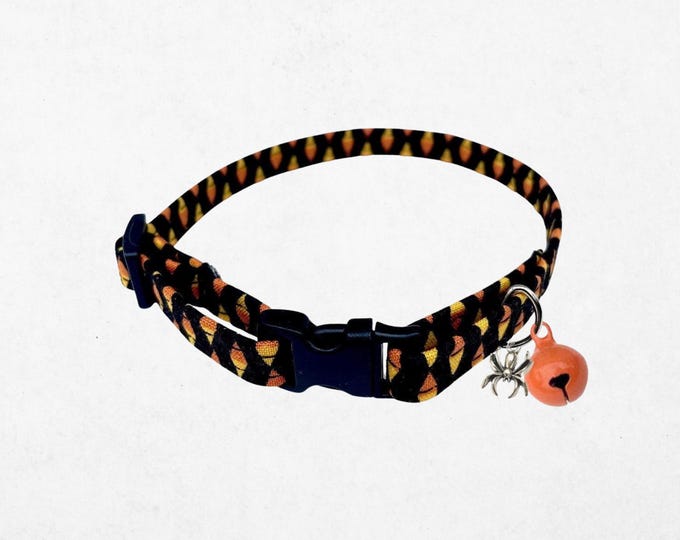 Candy Corn Cat Collar, Halloween Kitten Collar with Breakaway Buckle