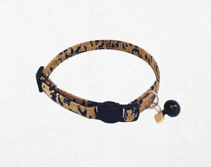 Leopard Print Cat Collar Adjustable Breakaway Buckle, Small Kitten & Dog (7.5-12 Inch, Durable Fabric)