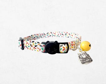Birthday Cat Collar - Breakaway Buckle with Charm and Bell, Customizable
