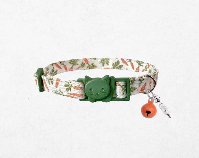 Carrot Cat Collar with Bell – Adjustable Breakaway Pet Accessory for Spring