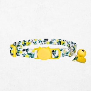 Collare regolabile per animali domestici a forma di limone, motivo a frutta gialla (fibbie staccabili e non staccabili, vestibilità comoda fatta a mano)