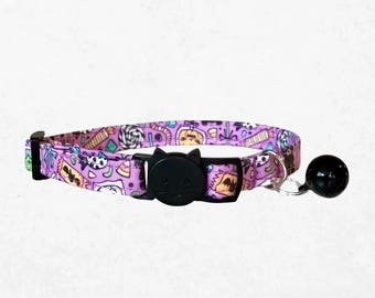 Halloween Cat Collar - Purple Gothic Breakaway Buckle | Charm and Bell Options
