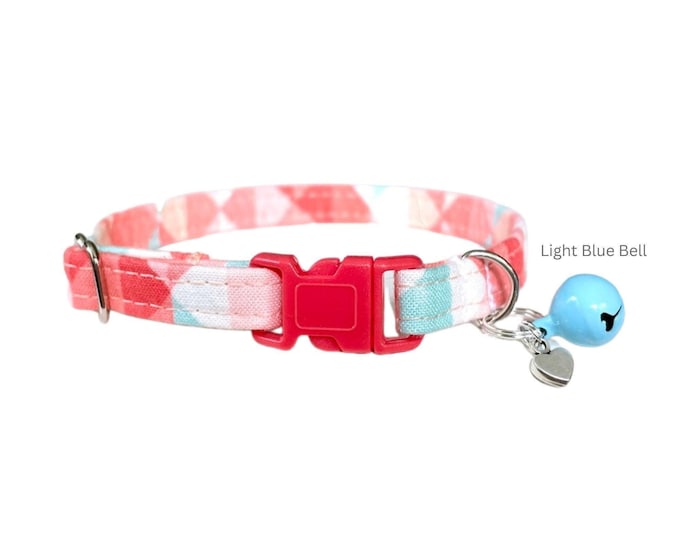 Girly Cat Collar with Bell and Charm, Breakaway Kitten Collar