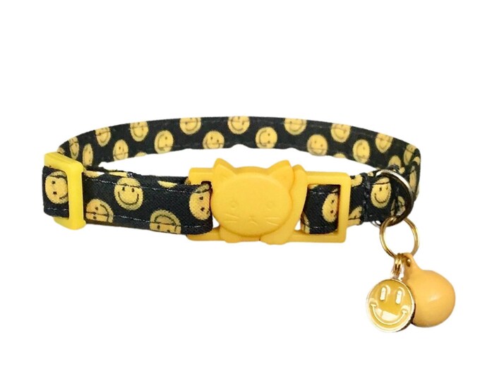 Smiley Face Cat Collar with Breakaway Buckle