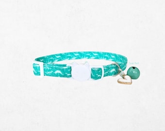 Teal Dinosaur Breakaway Cat Collar, Dino Puppy Collar