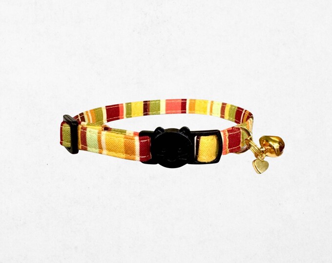 Fall Plaid Cat Collar with Breakaway Buckle & Bell