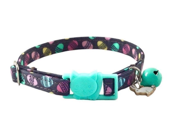 Easter Cat Collar Kitten Breakaway - Colorful Egg Pattern, Adjustable Size, Lightweight Fabric, Safety Buckle