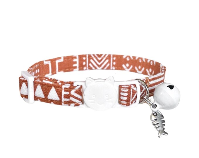 Tribal Cat Collar, Aztec Small Dog Collar with Breakaway Buckle