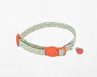Halloween Cat Collar Breakaway Adjustable, Candy Corn Print (7.5-12", Lightweight Fabric, D-Ring Included)