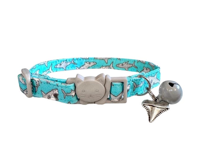 Shark Cat Collar, Breakaway Kitten Collar with Bell