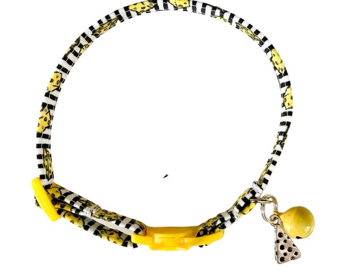 Cheese Kitten Collar Adjustable: Lightweight Breakaway Cat Collar (6-10 Inch, D-Ring Included, Charms Available)