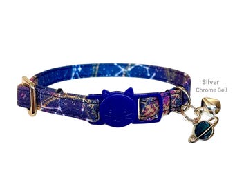 Glitter Cosmic Pet Collar: Celestial Galaxy Design, Breakaway Buckle | Adjustable, Comfortable Fit, Small Pets