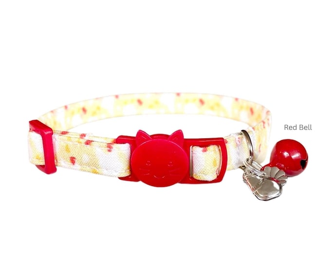 Chicken Print Cat Collar with Breakaway Buckle & Bell