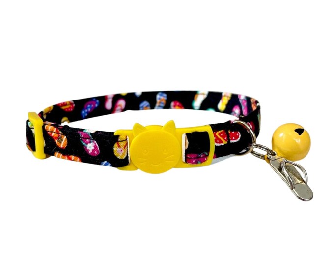 Flip Flop Cat Collar with Breakaway Buckle, Summer Kitten Collar