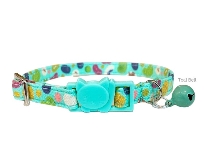 Bean Print Cat Collar with Bell options, Breakaway Kitten Collar