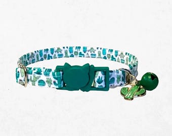 Cactus Cat Collar: Breakaway Kitten Collar with Plant Charm, Customizable