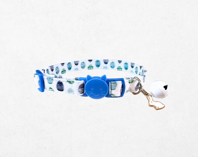 Easter Egg Cat Collar, Blue Breakaway Safety Collar with Bell