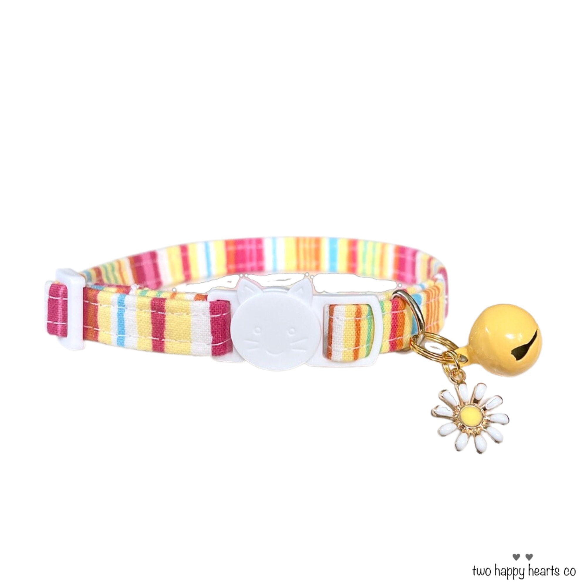 Cat Collar Girly Kitten Collar Bright Girly Dog Collar Striped Girl Cat Collar Cute Girly Kitten Collar for Girls Cute Pet Collar With Bell