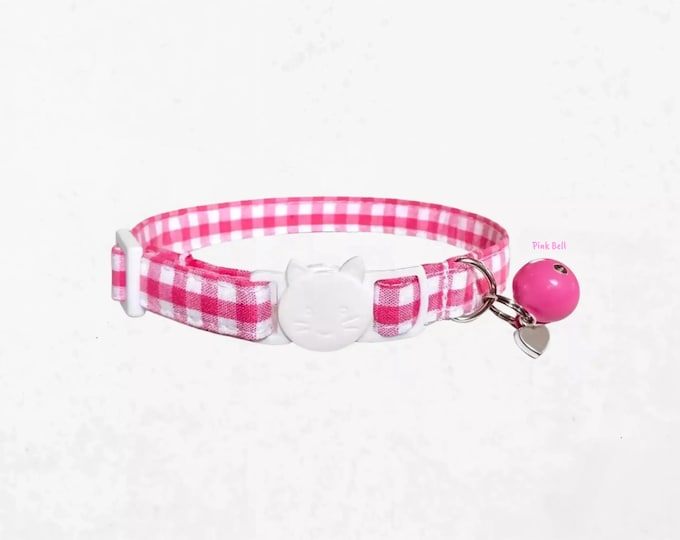 Buffalo Plaid Cat Collar with Breakaway Buckle, Bell & Charm