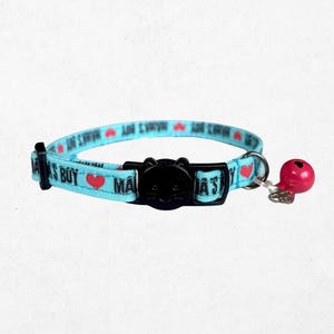 Mamas Boy Cat Collar Breakaway - attachable bell and charm, customizable