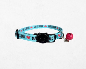 Mamas Boy Cat Collar Breakaway - attachable bell and charm, customizable