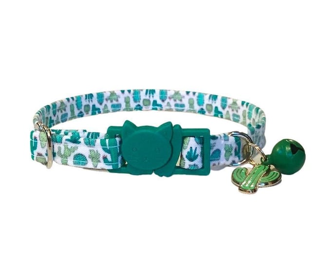Cactus Cat Collar: Breakaway Kitten Collar with Plant Charm