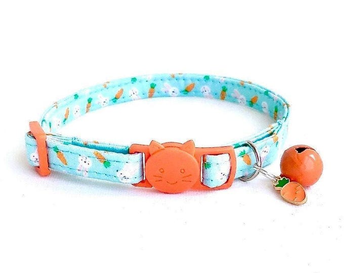 Bunny & Carrot Cat Collar with Bell, Kitten Easter Collar