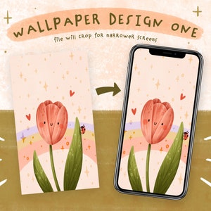 Fonds décran Rainbow Tulip et Relaxed Frog pour téléphone numérique Ensemble de 2 arrière-plans de téléphone mignons à télécharger instantanément image 3
