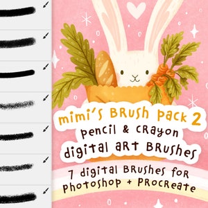 Mimi's digitale kunstpenselen, pakket 2 | Textuurborstels potlood en krijt voor Procreate en Photoshop voor digitale illustratie