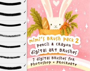 Mimi's Digital Art Brush Pack 2 | Pencil & Crayon Texture Brushes for Procreate and Photoshop for Digital Illustration