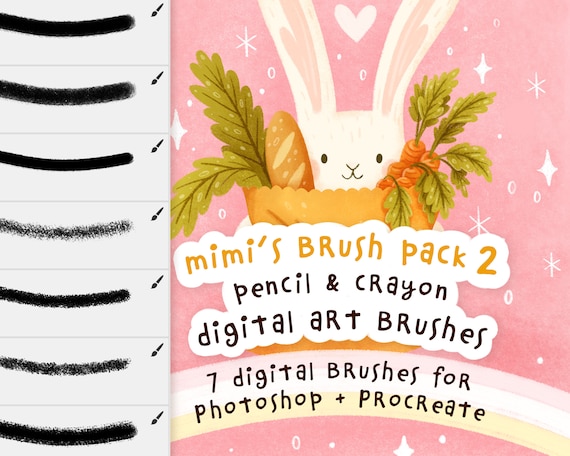 Pencil & Crayon Texture Brushes: Mimi's Brush Pack 2 for Procreate and Photoshop for Digital Illustration