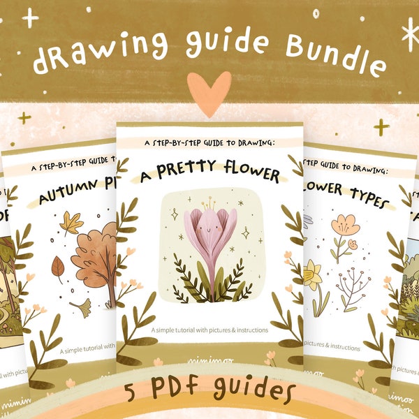 Comment dessiner des fleurs et des plantes BUNDLE DE 60 PAGES | Pack de 5 guides de dessin numériques étape par étape PDF
