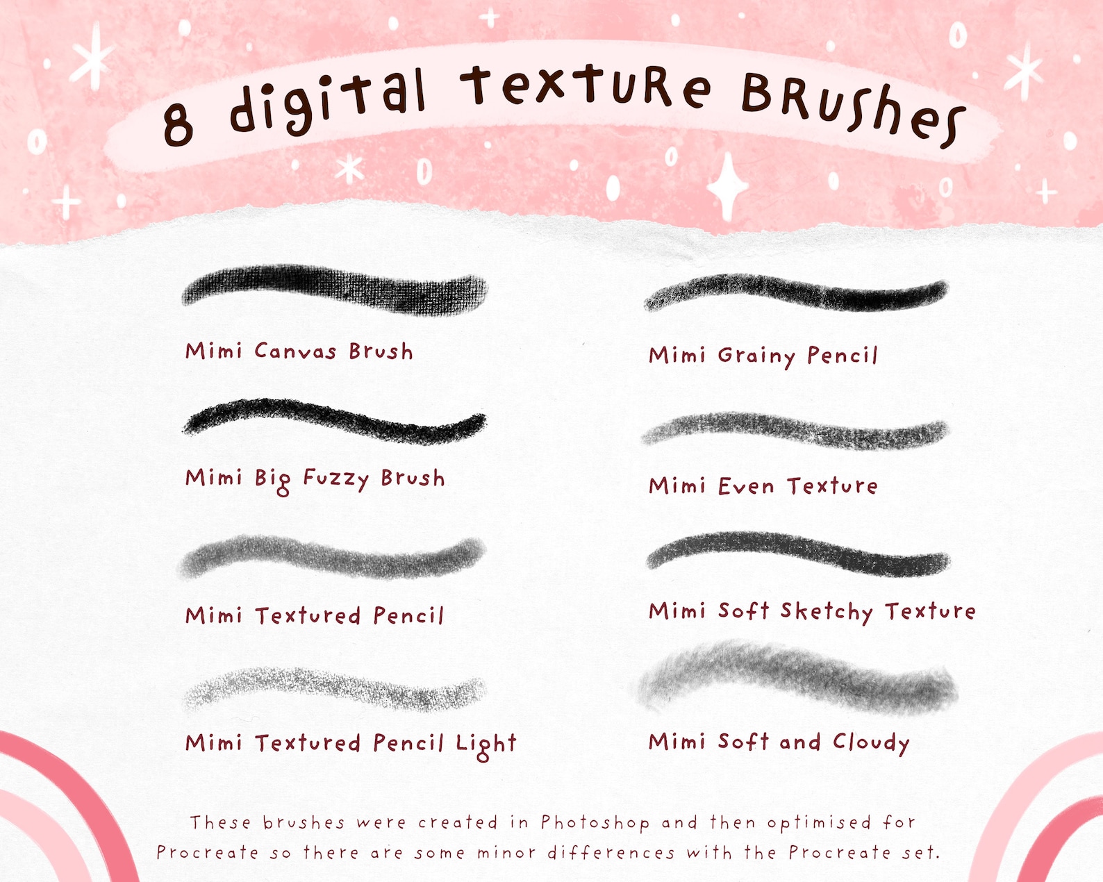 Texture Art Brushes: Mimi's Brush Pack 3 for Procreate & Photoshop ...