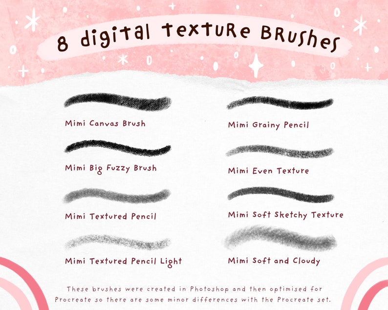Mimi's digitale kunstpenseelpakket 3 Art Texture Brushes voor Procreate en Photoshop voor digitale illustratie afbeelding 2
