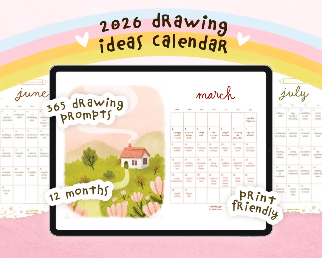 2026 Drawing Ideas Calendar for Artists | 365 Art Prompts - Etsy