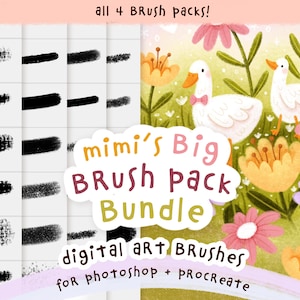 Procreate Brush Bundle: Texture Brushes for Digital Art (Digital Download) Includes Packs 1, 2, 3 & 4