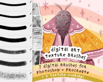 Digital Art Brushes for Procreate and Photoshop | Mimi's Texture Brush Pack for Digital Illustration